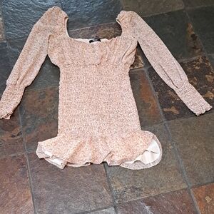 Miss Lola Peach Floral Smocked Dress